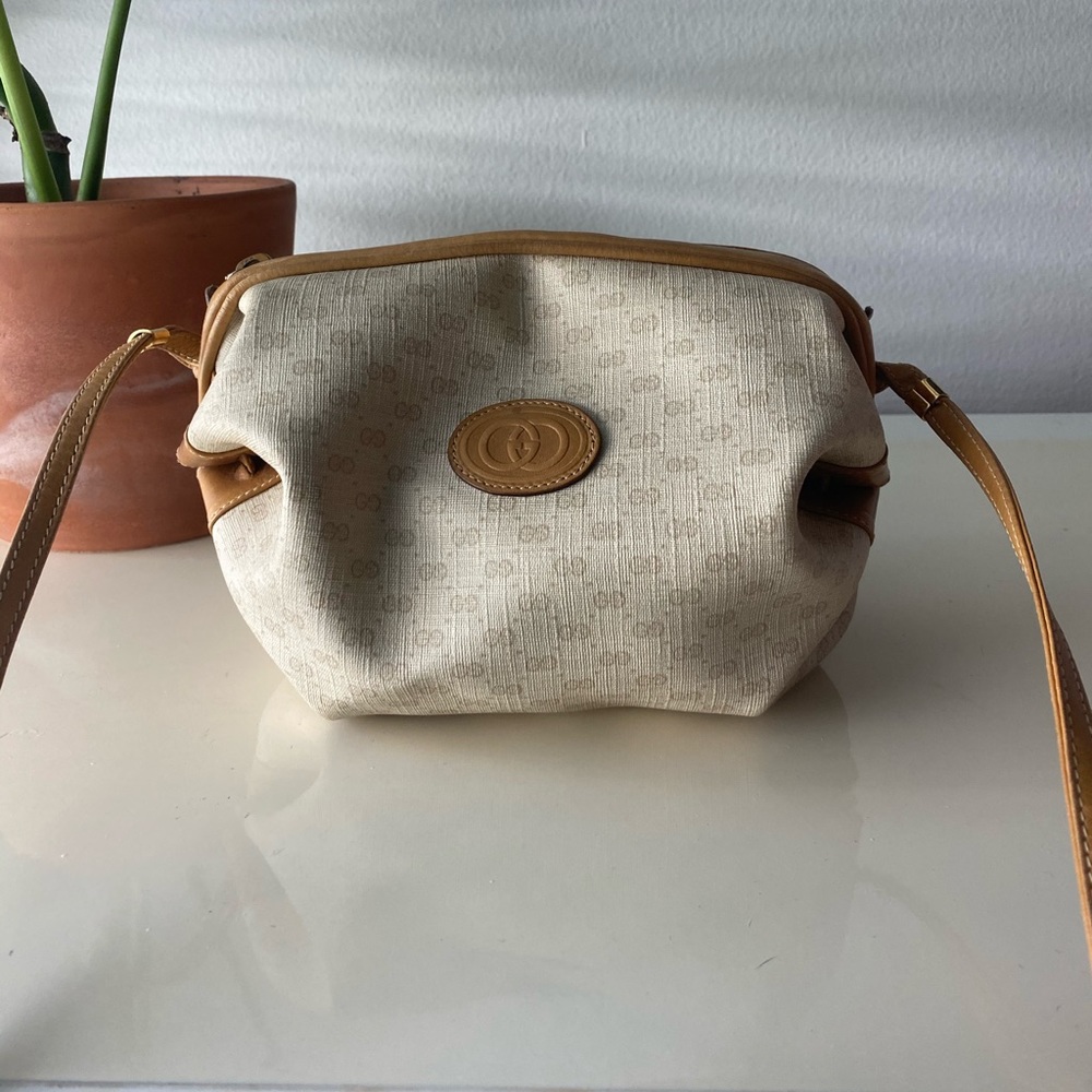 Vintage Gucci 80s Micro Monogram Round Roll Bag